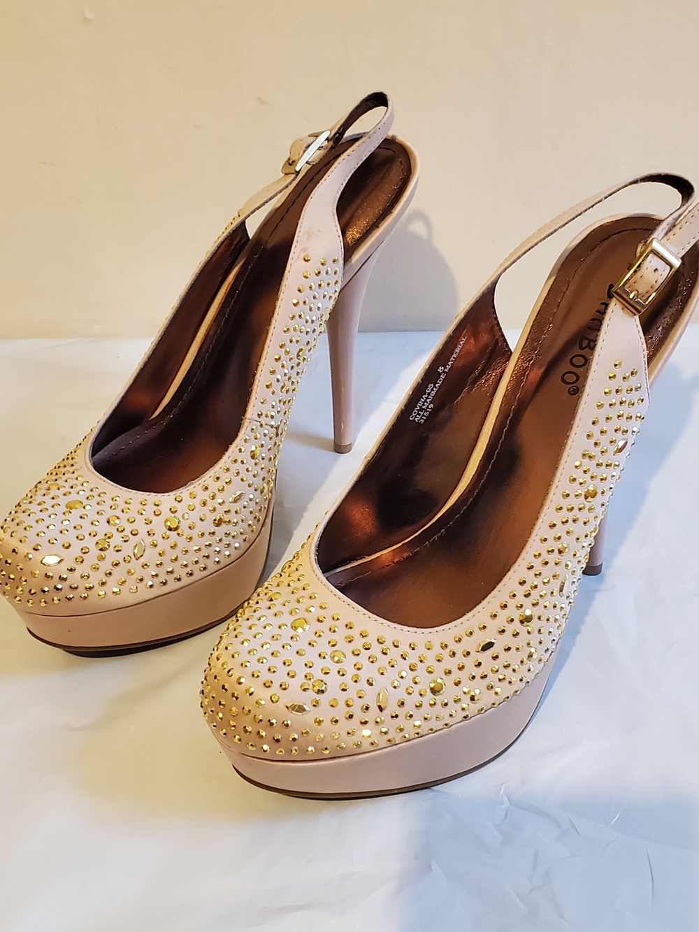 Studded Blush Slingback Platform Pumps - Unbranded Size 8